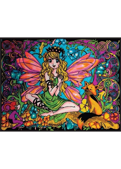 Kolorowanka welwetowa 47x35cm Wróżka z Lisem