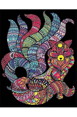 Kolorowanka welwetowa A4 Kitsune Lis o 9 ogonach
