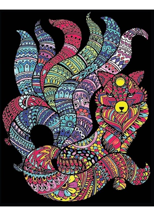 Kolorowanka welwetowa A4 Kitsune Lis o 9 ogonach