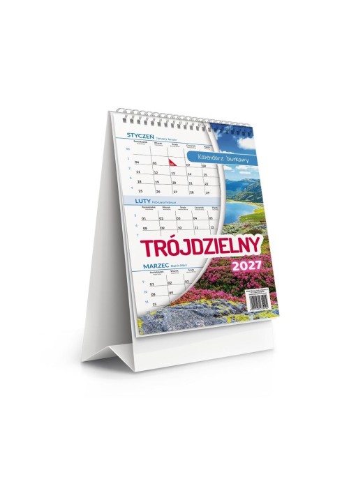 Kalendarz 2027 biurkowy trójdzielny