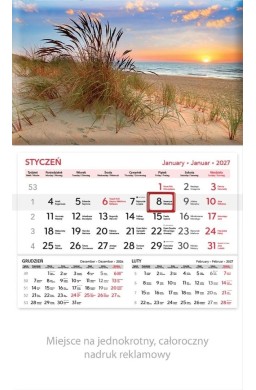 Kalendarz 2027 rodzinny Plaża