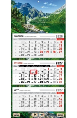Kalendarz 2027 trójdzielny Tatry Morskie Oko