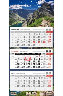 Kalendarz 2027 trójdzielny Tatry Kościelec