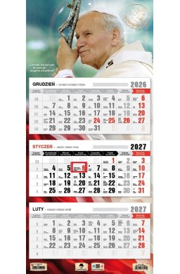 Kalendarz 2027 trójdzielny Święty Jan Paweł II