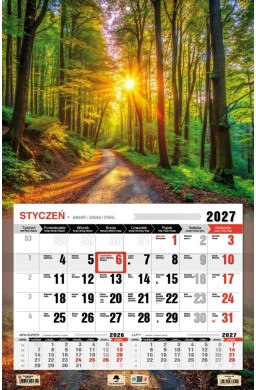 Kalendarz 2027 jednodzielny 3XL las