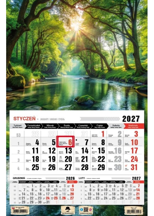 Kalendarz 2027 jednodzielny las