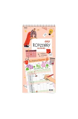 Kalendarz 2027 ścienny planer rodzinny różowy