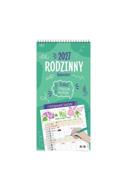 Kalendarz 2027 ścienny planer rodzinny zielony