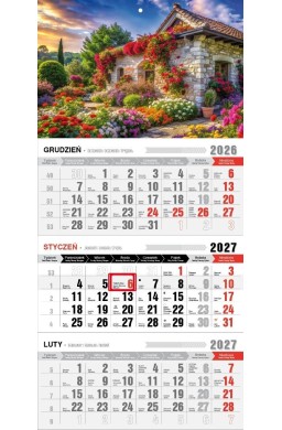 Kalendarz 2027 trójdzielny ekonomiczny romantico