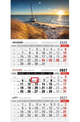 Kalendarz 2027 trójdzielny ekonomiczny Morze