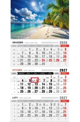Kalendarz 2027 trójdzielny ekonomiczny tropik
