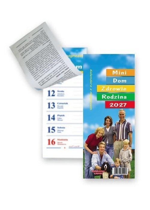 Kalendarz 2027 tyg magnes mini Dom Zdrowie Rodzina