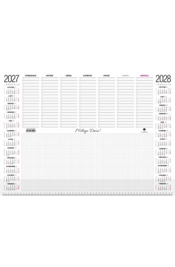 Kalendarz 2027/2028 A2 biurkowy biuwar z listwą