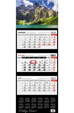 Kalendarz 2027 trójdzielny premium Morskie Oko