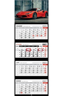 Kalendarz 2027 czterodzielny premium car