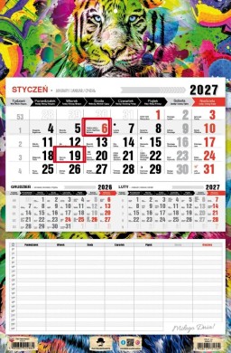 Kalendarz 2027 jednodzielny z planem zajęć grafiti