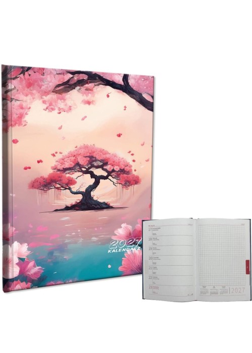 Kalendarz 2027 A5 tygodniowy notatka Sakura