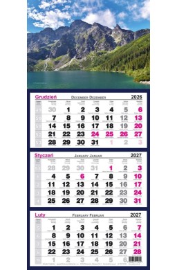 Kalendarz 2027 trójdzielny Morskie Oko