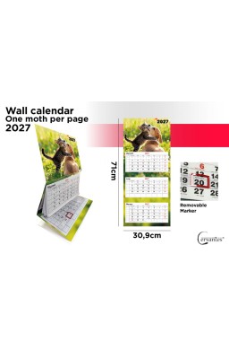 Kalendarz 2027 ścienny trójdzielny zwierzaki