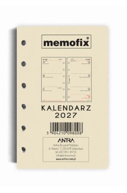 Wkład kalendarzowy 2027 Memofix A6 SK/TDW