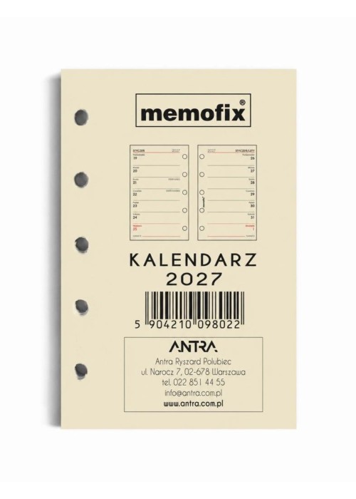 Wkład kalendarzowy 2027 Memofix A7 M/TNS