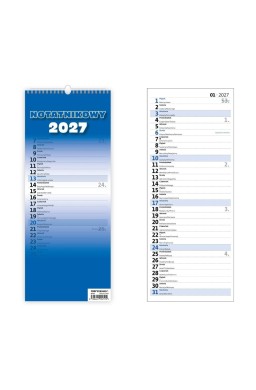 Kalendarz 2027 notatnikowy miesięczny Slim