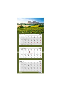 Kalendarz 2027 trójdzielny Dolomity