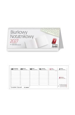 Kalendarz 2027 biurkowy tygodniowy notatnikowy