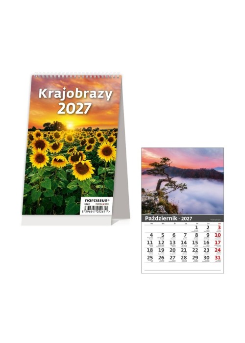 Kalendarz 2027 biurkowy miesięczny pionowy