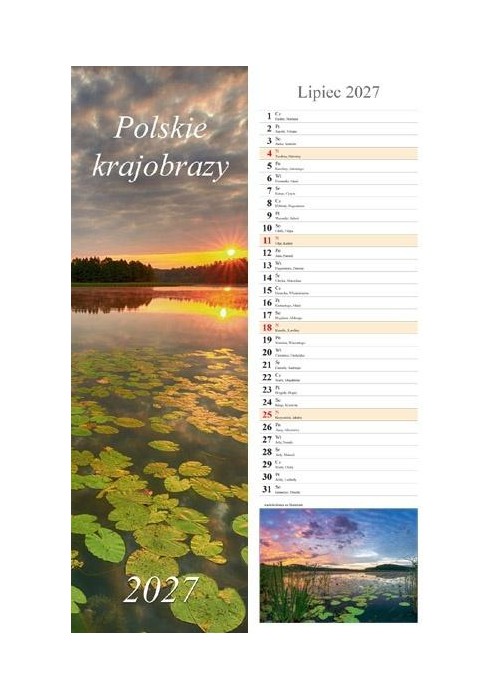 Kalendarz 2027 ścienny pasek Polskie krajobrazy