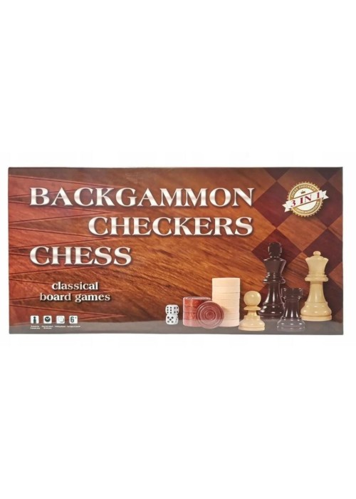 Zestaw gier 3w1 szachy, warcaby, backgammon