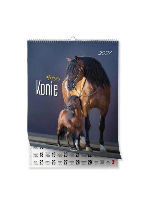 Kalendarz 2027 ścienny 23x30,5cm Konie