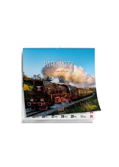 Kalendarz 2027 ścienny 32x32cm Parowozy