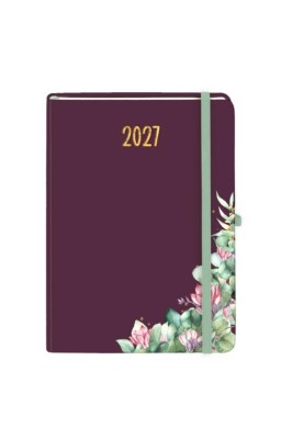 Kalendarz 2027 Botanical A4 tygodniowy bordowy