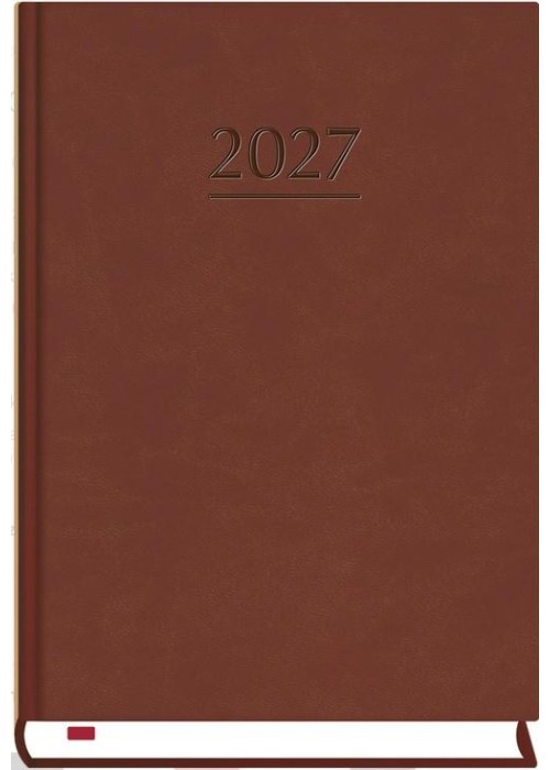 Terminarz 2027 B6 dzienny Powszechny brąz