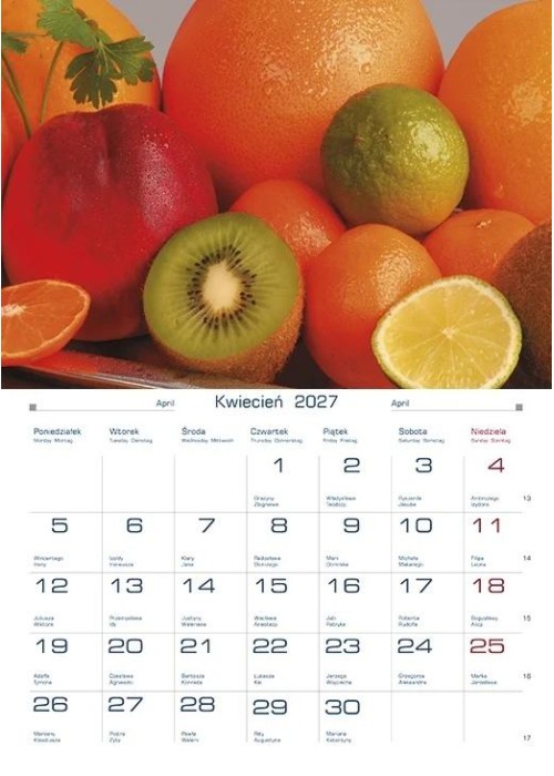 Kalendarz 2027 Kuchenne klimaty