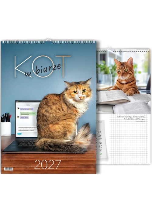 Kalendarz 2027 wieloplanszowy Kot w biurze