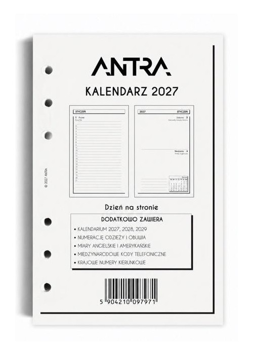 Wkład kalendarzowy 2027 Memofix A5 DNS