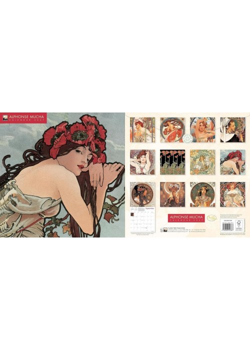 Kalendarz 2027 ścienny kwadrat Alphonse Mucha