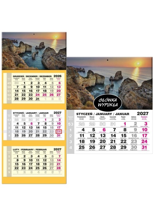 Kalendarz 2027 trójdzielny LUX wypukły Algarve