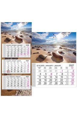 Kalendarz 2027 trójdzielny gł. płaska Bałtyk