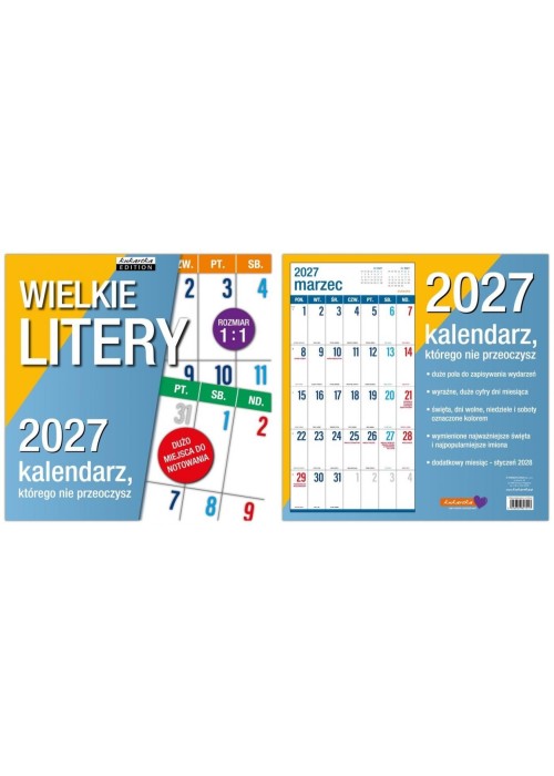 Kalendarz 2027 ścienny Classic Wielkie litery