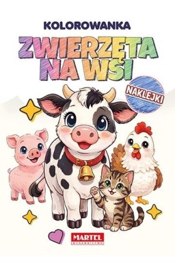 Tęczowa kolorowanka Zwierzęta na wsi z naklejkami