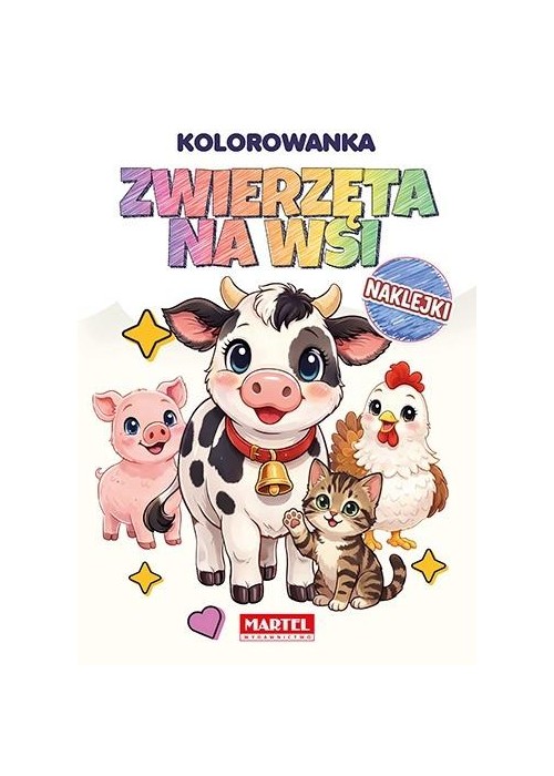 Tęczowa kolorowanka Zwierzęta na wsi z naklejkami