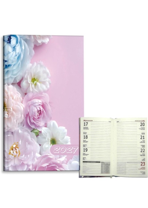 Kalendarz 2027 A6 tygodniowy Kwiaty Pastel