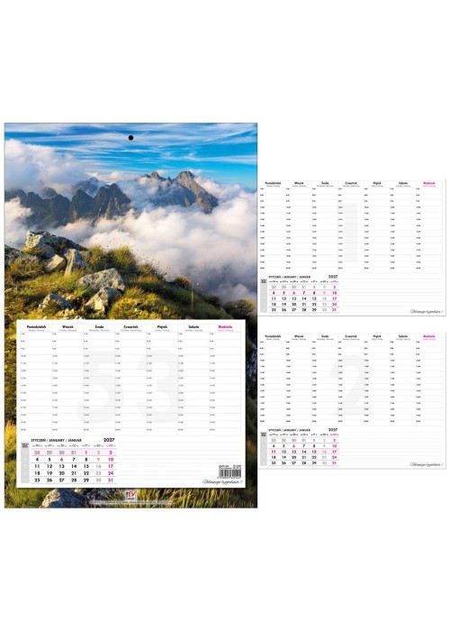 Kalendarz planer 2027 tygodniowy Tatry
