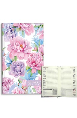 Kalendarz 2027 A6 tygodniowy Peonie Pastel