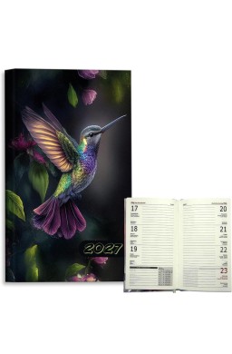 Kalendarz 2027 A6 tygodniowy Koliber Black
