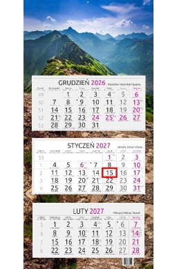 Kalendarz 2027 trójdzielny gł. płaska Grań Tatr