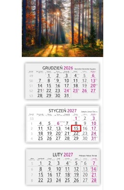 Kalendarz 2027 trójdzielny gł wypukła Jesienny Las